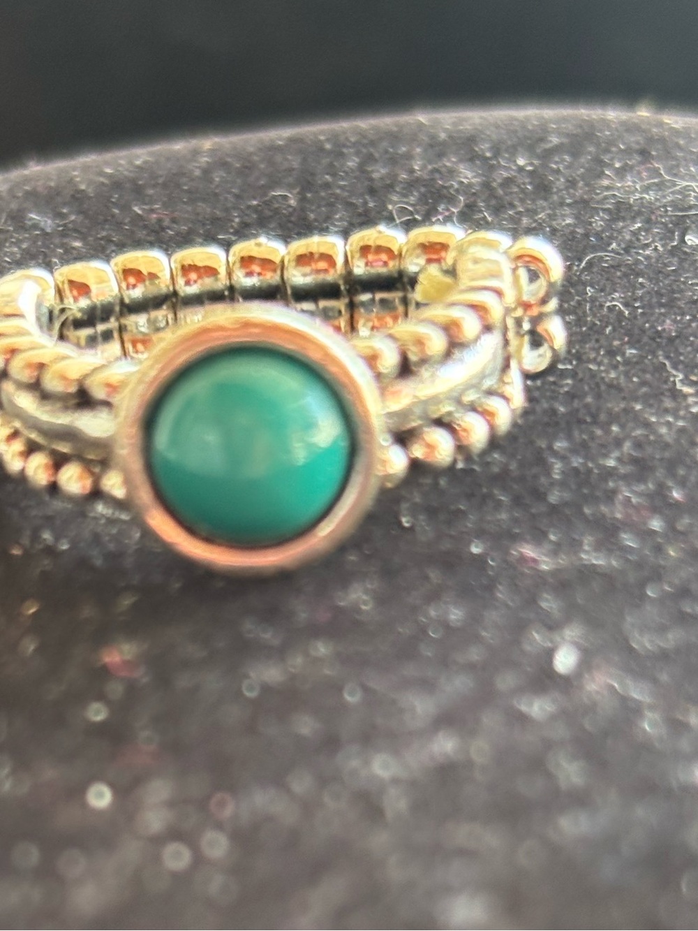 Teal Stone Silver-Bead Stack Ring